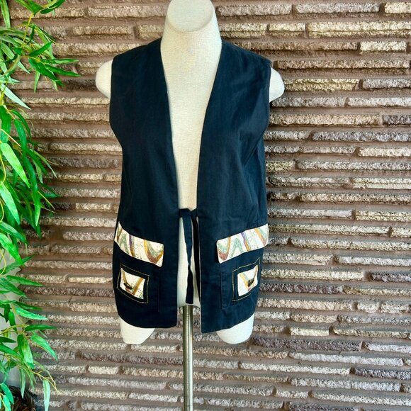 Vintage Handmade Asian Inspired Art to Wear Reversible Vest - Picture 8 of 11